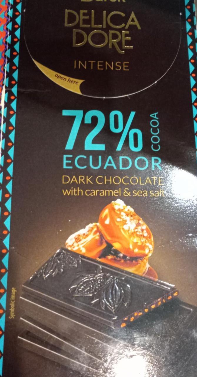 Zdjęcia - 72% Ecuador coca dark chocolate chocolate with caramel & sea salt Delicaca Dore