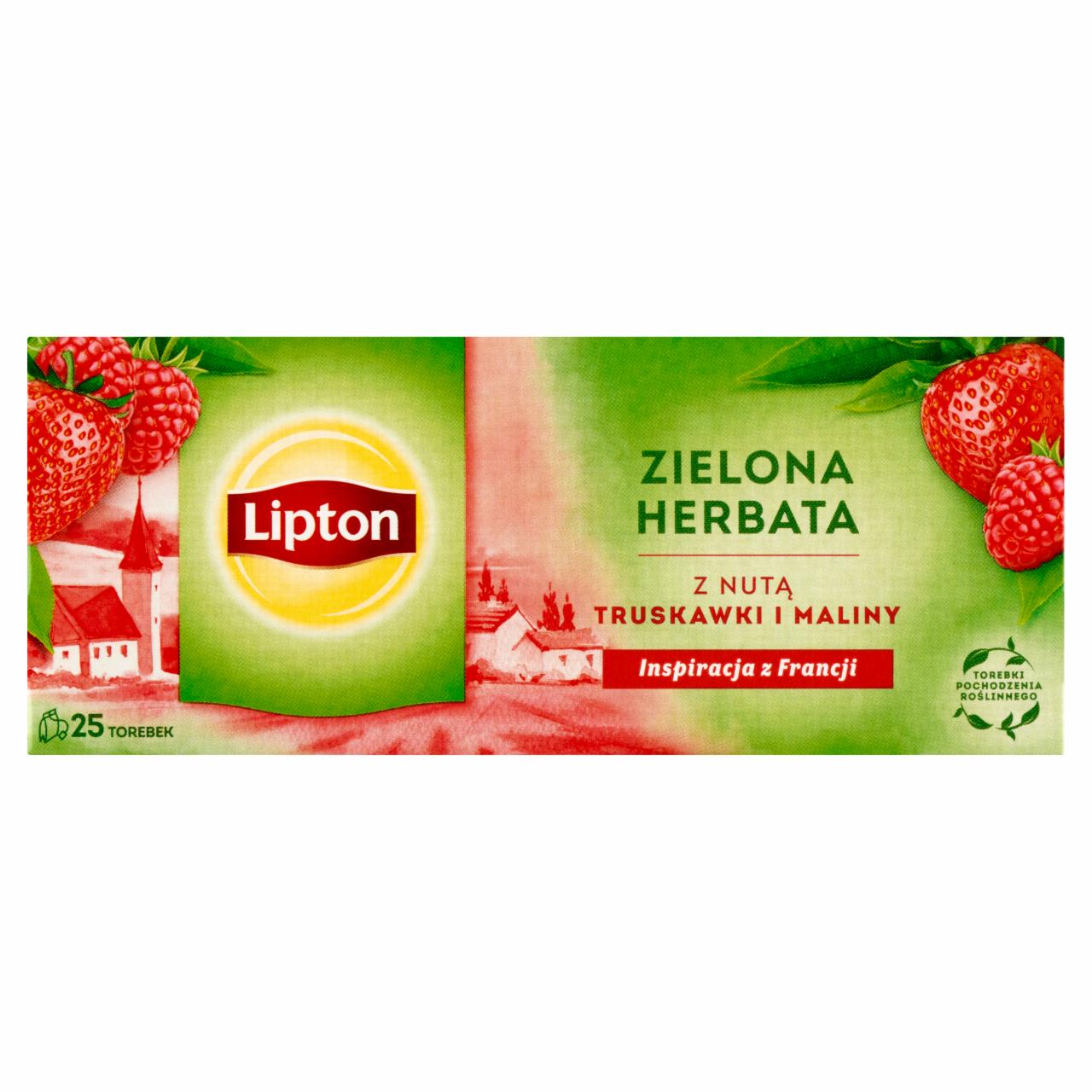 Zdjęcia - Lipton Zielona herbata z nutą truskawki i maliny 35 g (25 torebek)