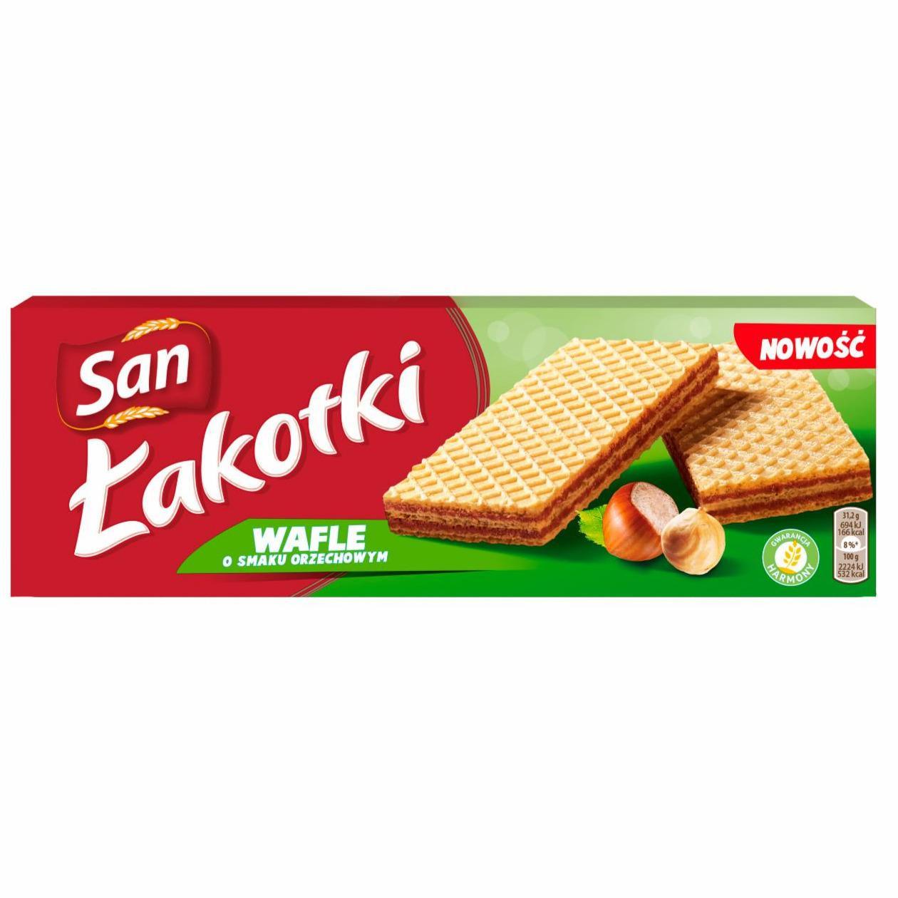 Zdjęcia - San Łakotki Wafle o smaku orzechowym 146 g