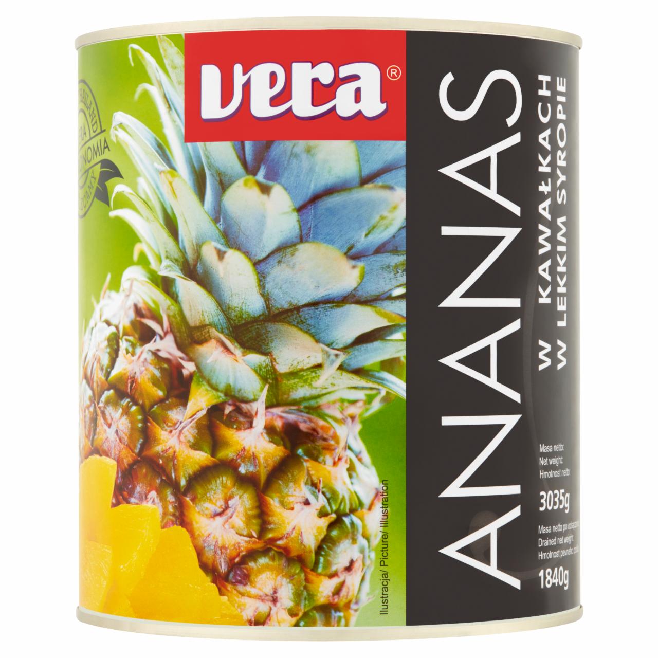 Zdjęcia - Vera Ananas w kawałkach w lekkim syropie 3035 g