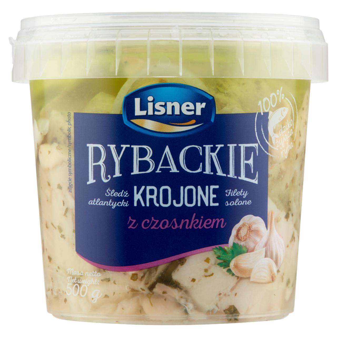 Zdjęcia - Lisner Rybackie Śledzie atlantyckie krojone z czosnkiem 500 g