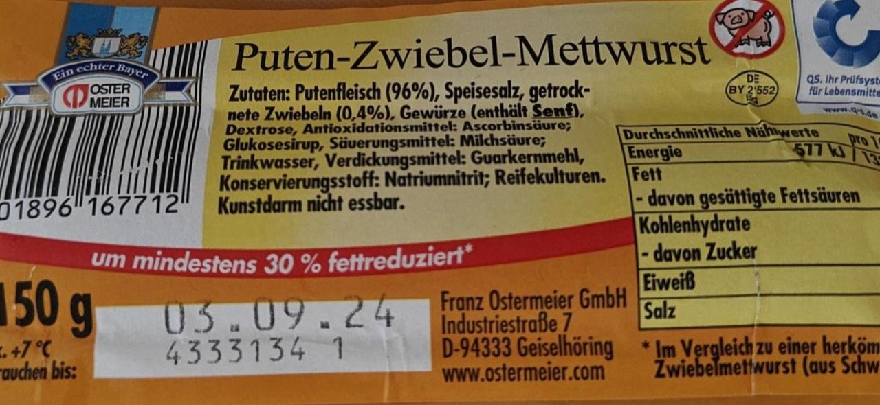 Zdjęcia - Puten zwiebel mettwurst Ostermeier