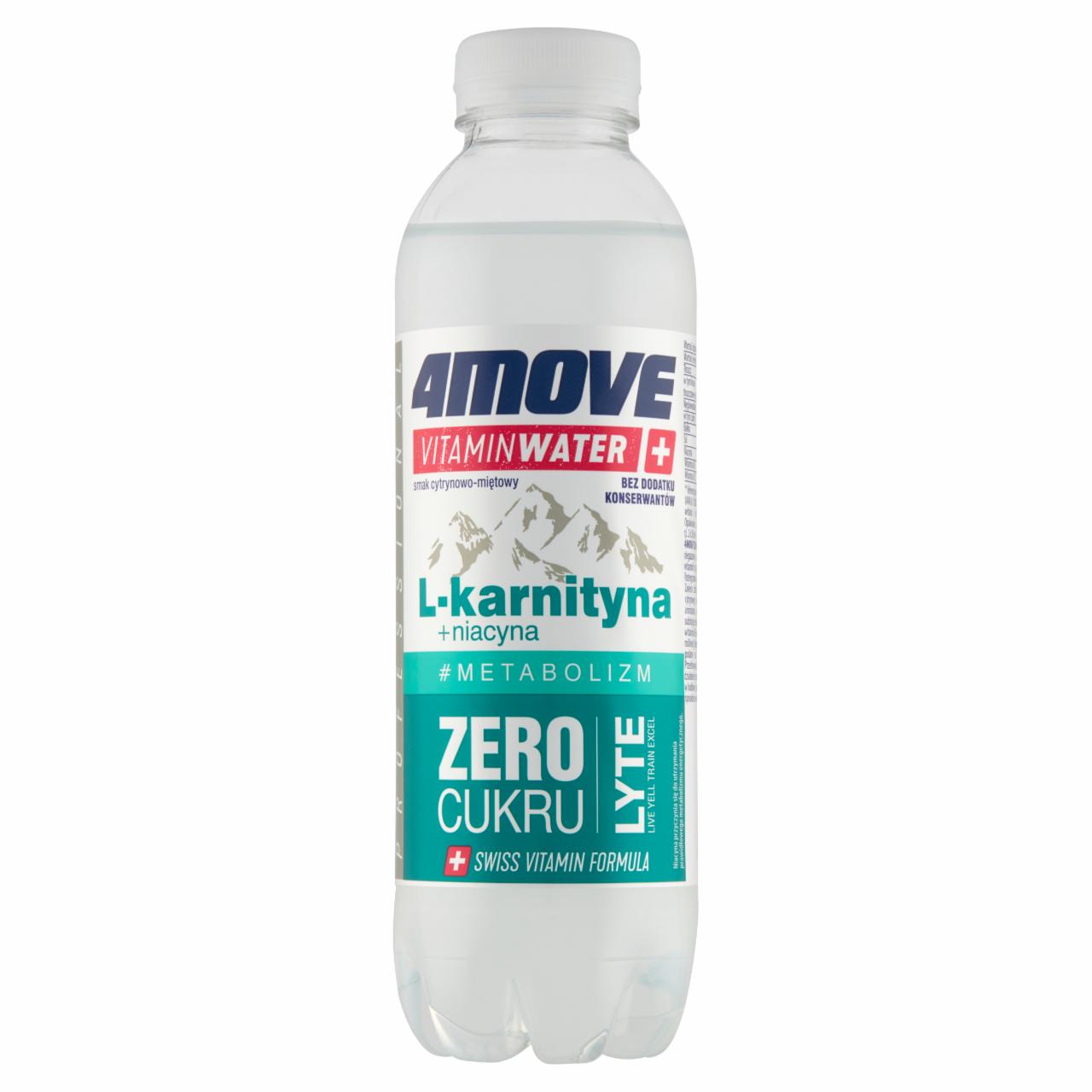 Zdjęcia - 4Move Vitamin Water L-karnityna Napój niegazowany o smaku cytrynowo-miętowym 556 ml