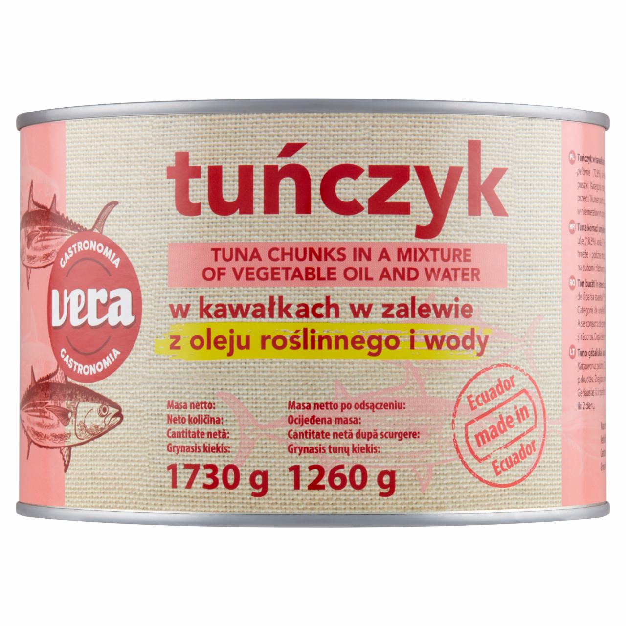 Zdjęcia - Vera Gastronomia Tuńczyk w kawałkach w zalewie z oleju roślinnego i wody 1730 g