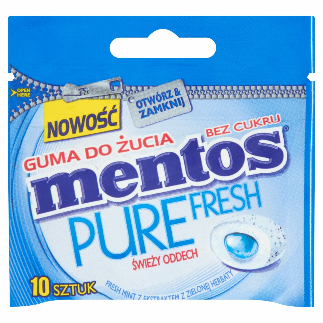 Zdjęcia - Mentos Pure Fresh Świeża Mięta Guma do żucia bez cukru 15 g (10 sztuk)