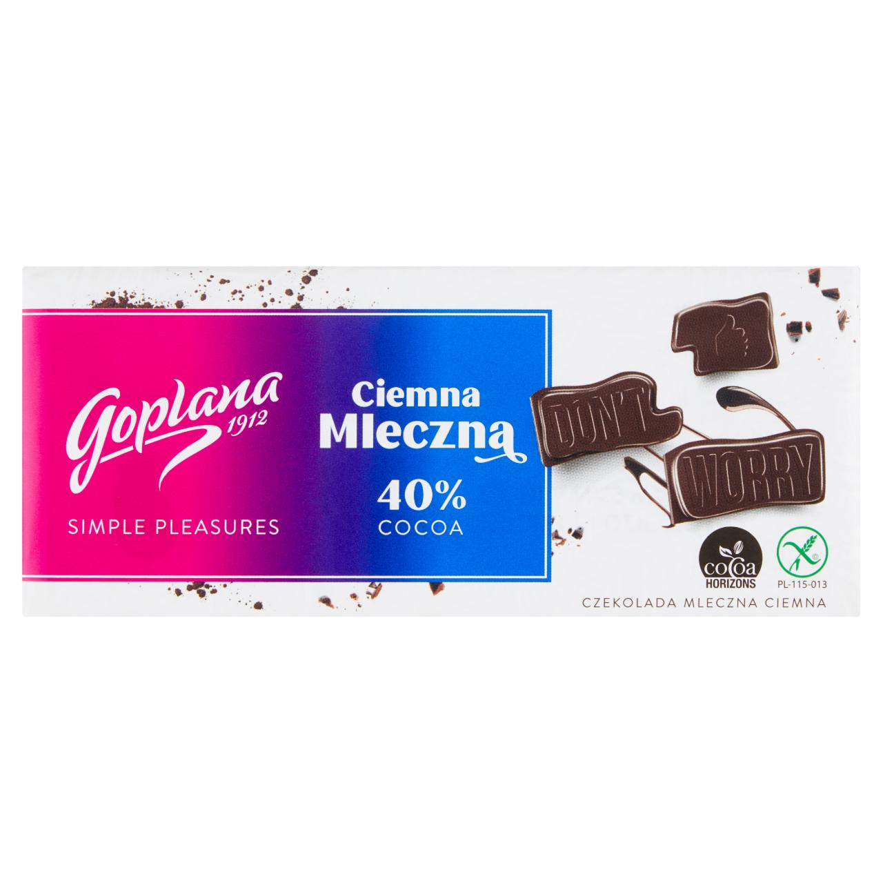 Zdjęcia - Goplana Czekolada ciemna mleczna 90 g