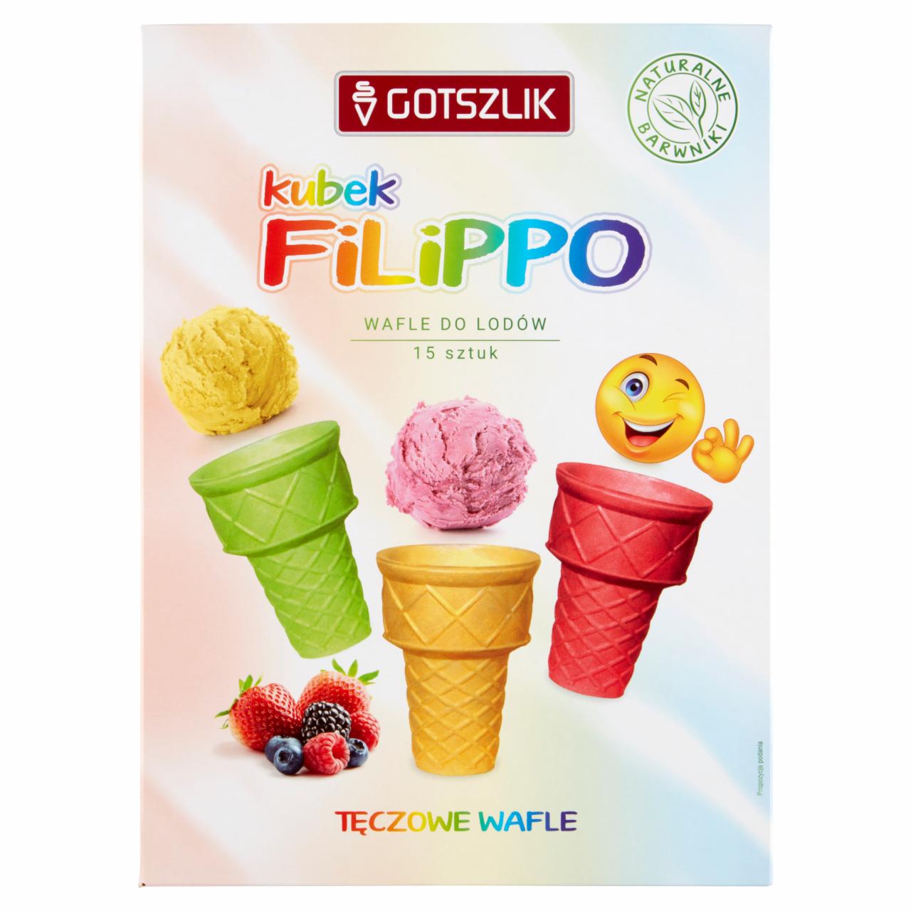 Zdjęcia - Tęczowe wafle do lodów kubek Filippo 80 g (15 sztuk)