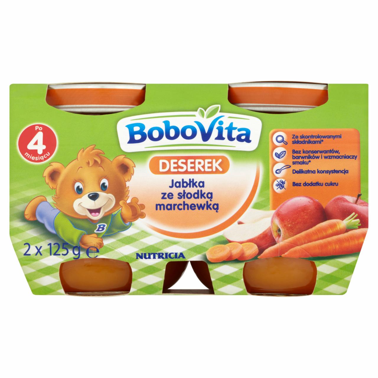 Zdjęcia - BoboVita Deserek Jabłka ze słodką marchewką po 4 miesiącu 2 x 125 g