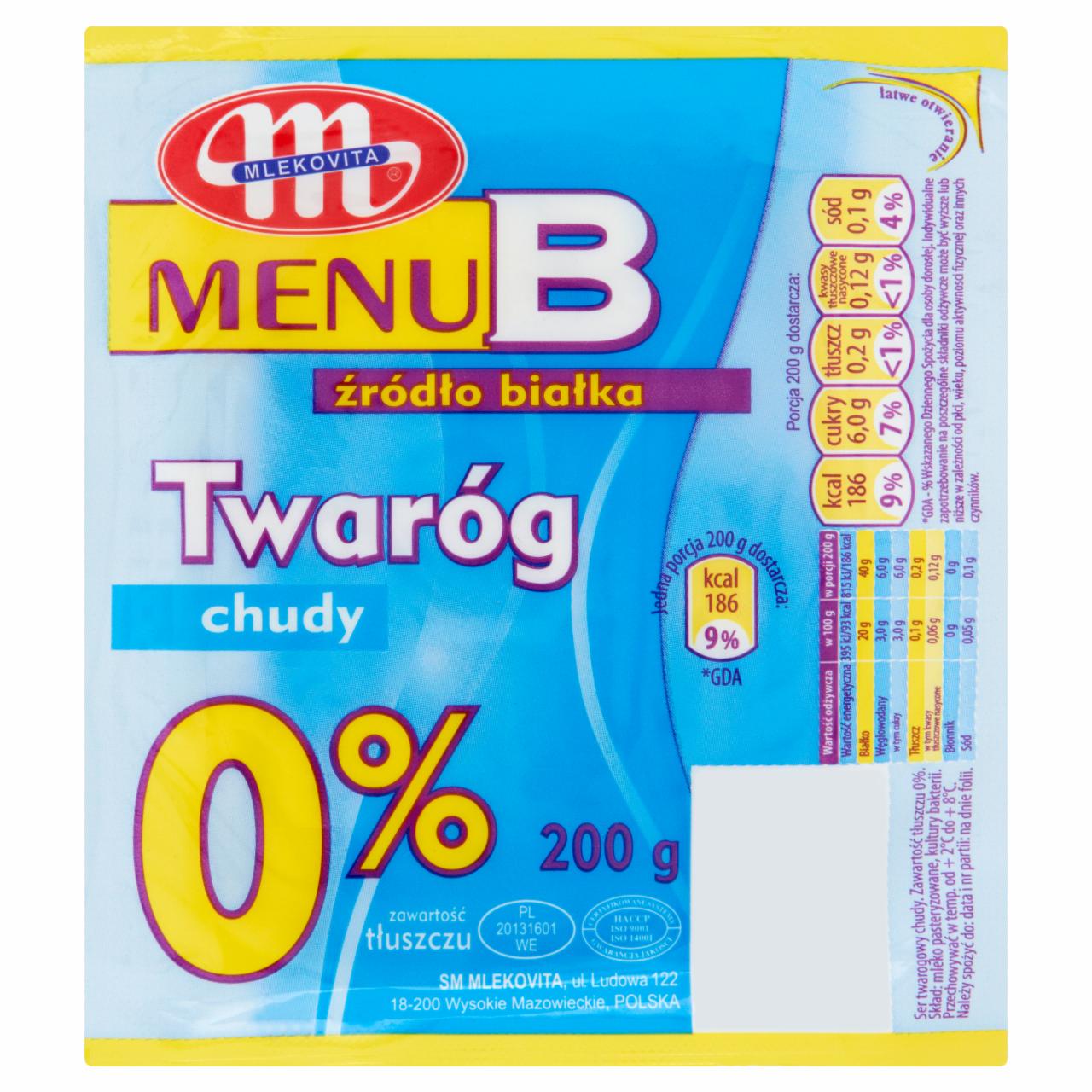 Zdjęcia - Mlekovita Menu B Twaróg chudy 200 g