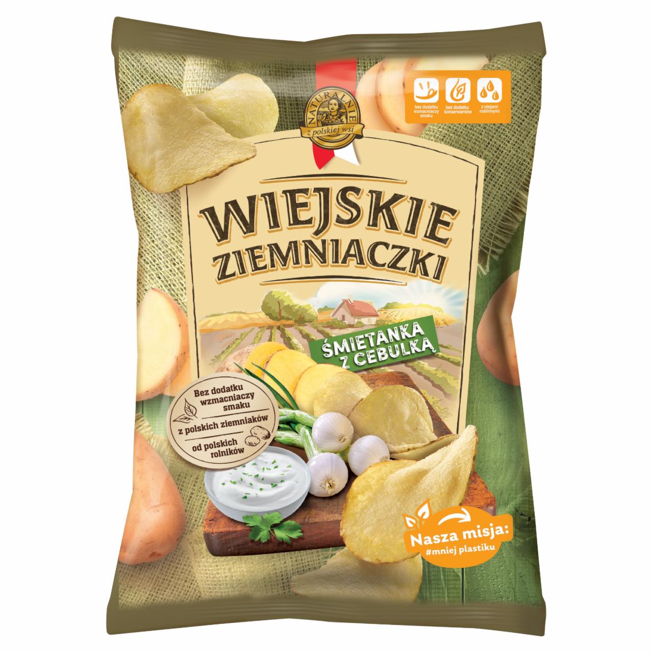 Zdjęcia - Wiejskie Ziemniaczki Chipsy ziemniaczane śmietanka z cebulką 130 g 