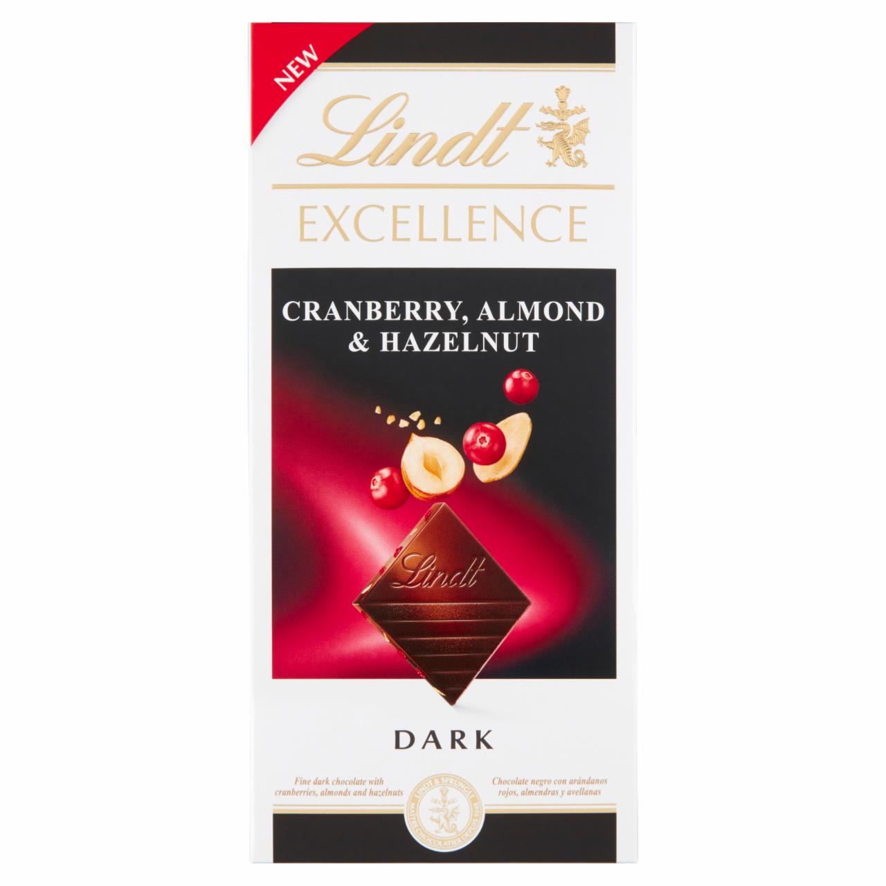 Zdjęcia - Lindt Excellence Czekolada deserowa z żurawiną migdałami i orzechami laskowymi 100 g