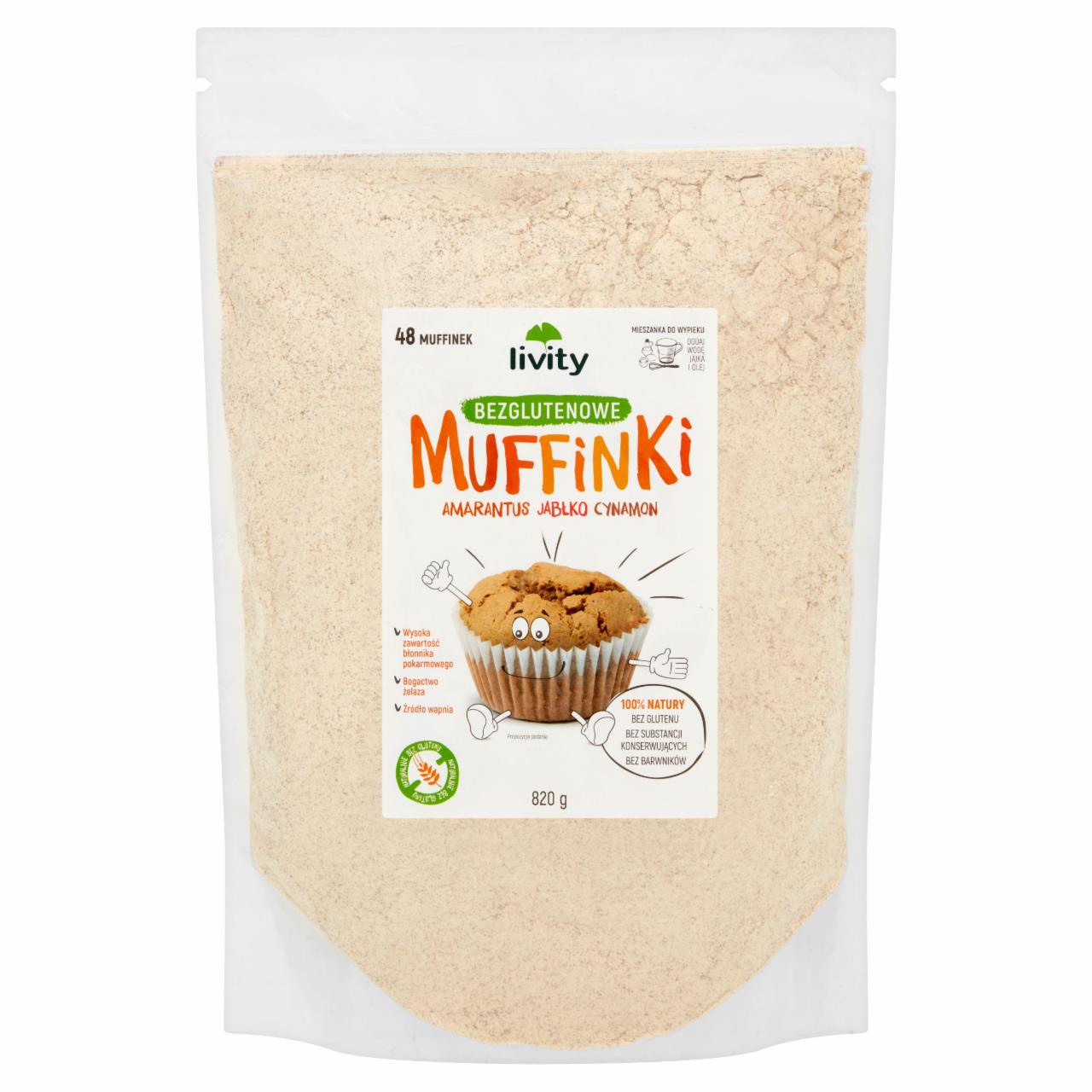 Zdjęcia - Livity Muffinki bezglutenowe amarantus jabłko cynamon Mieszanka do wypieku 820 g