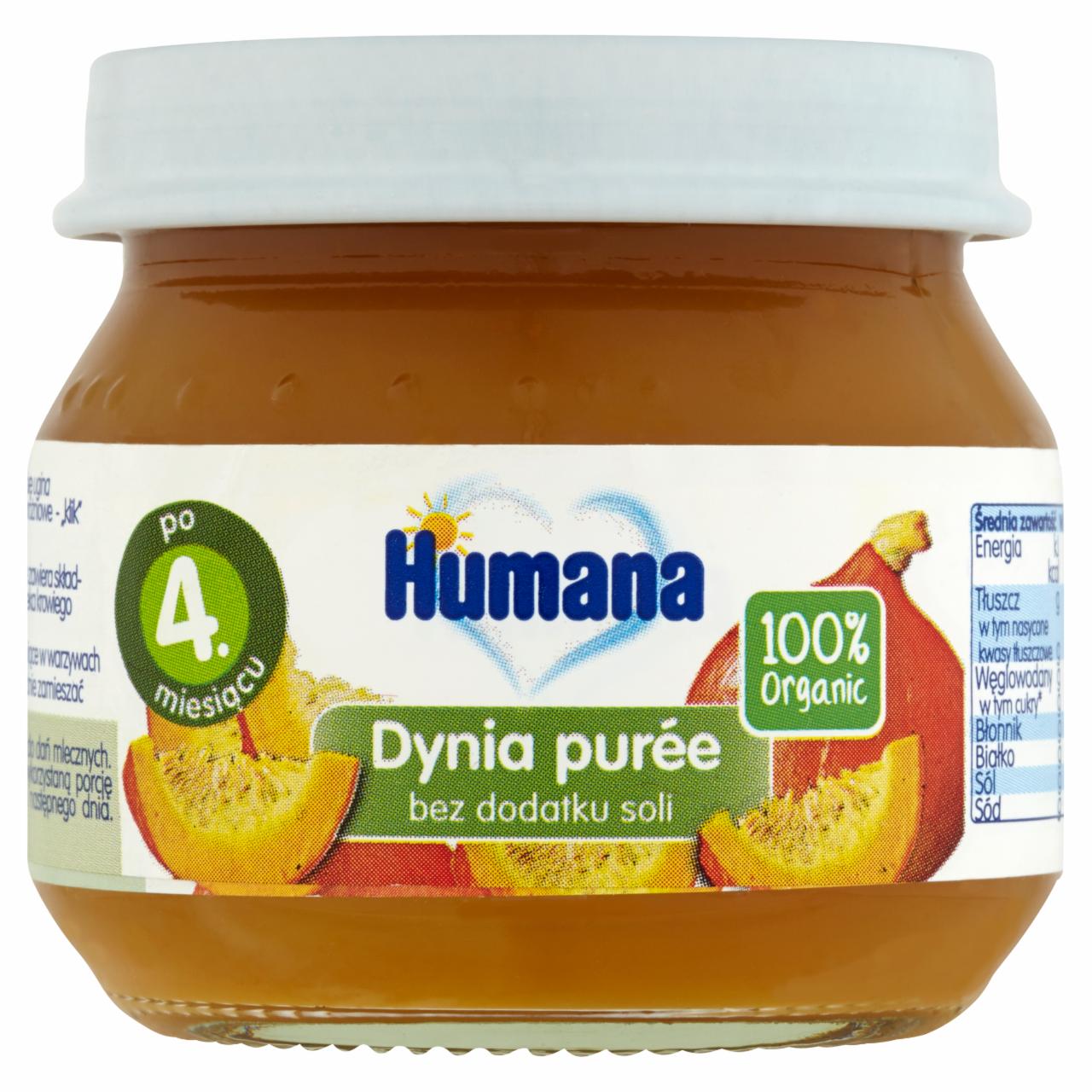 Zdjęcia - Humana 100% Organic Dynia purée po 4. miesiącu 80 g