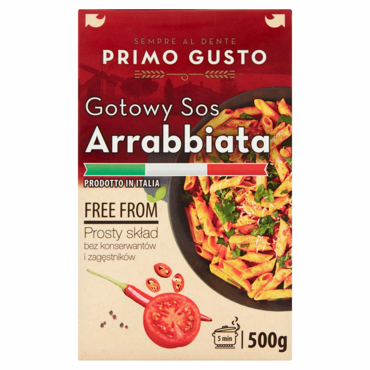 Zdjęcia - Primo Gusto Free From Gotowy sos Arrabbiata 500 g