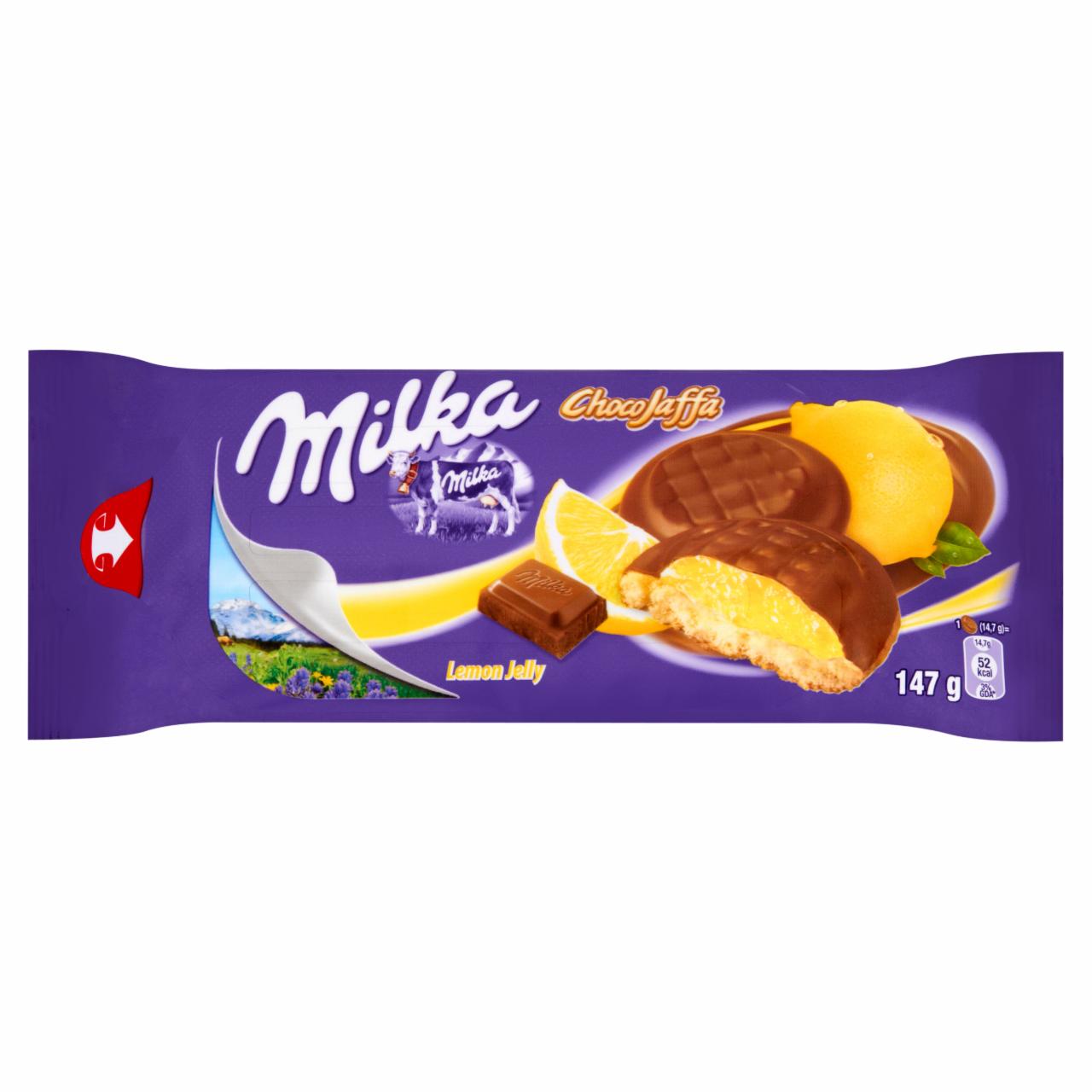 Zdjęcia - Milka ChocoJaffa Biszkopty z galaretką o smaku cytrynowym w czekoladzie z alpejskiego mleka 147 g