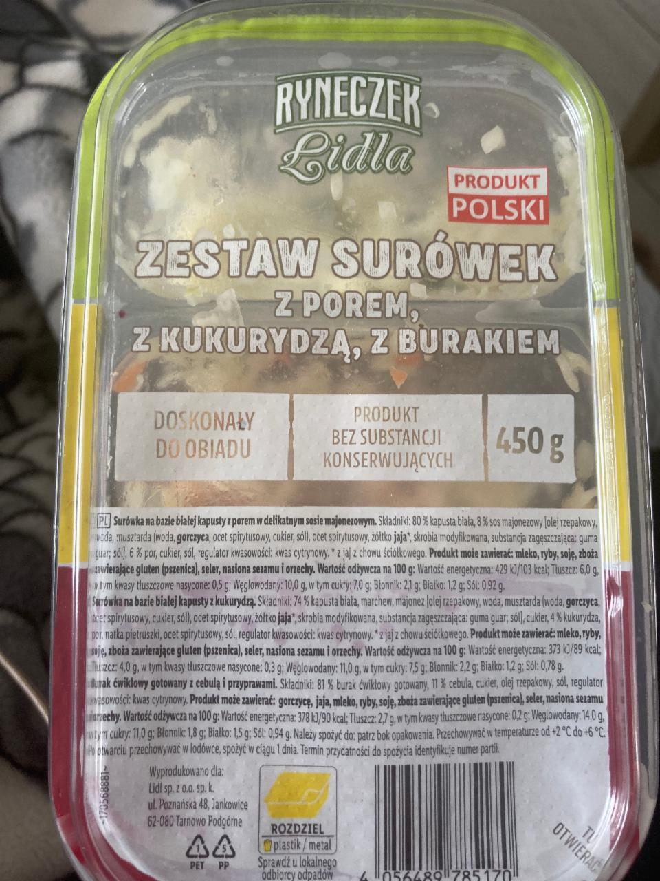 Zdjęcia - Zestaw surówek z porem kukurydzą burakiem Ryneczek Lidla