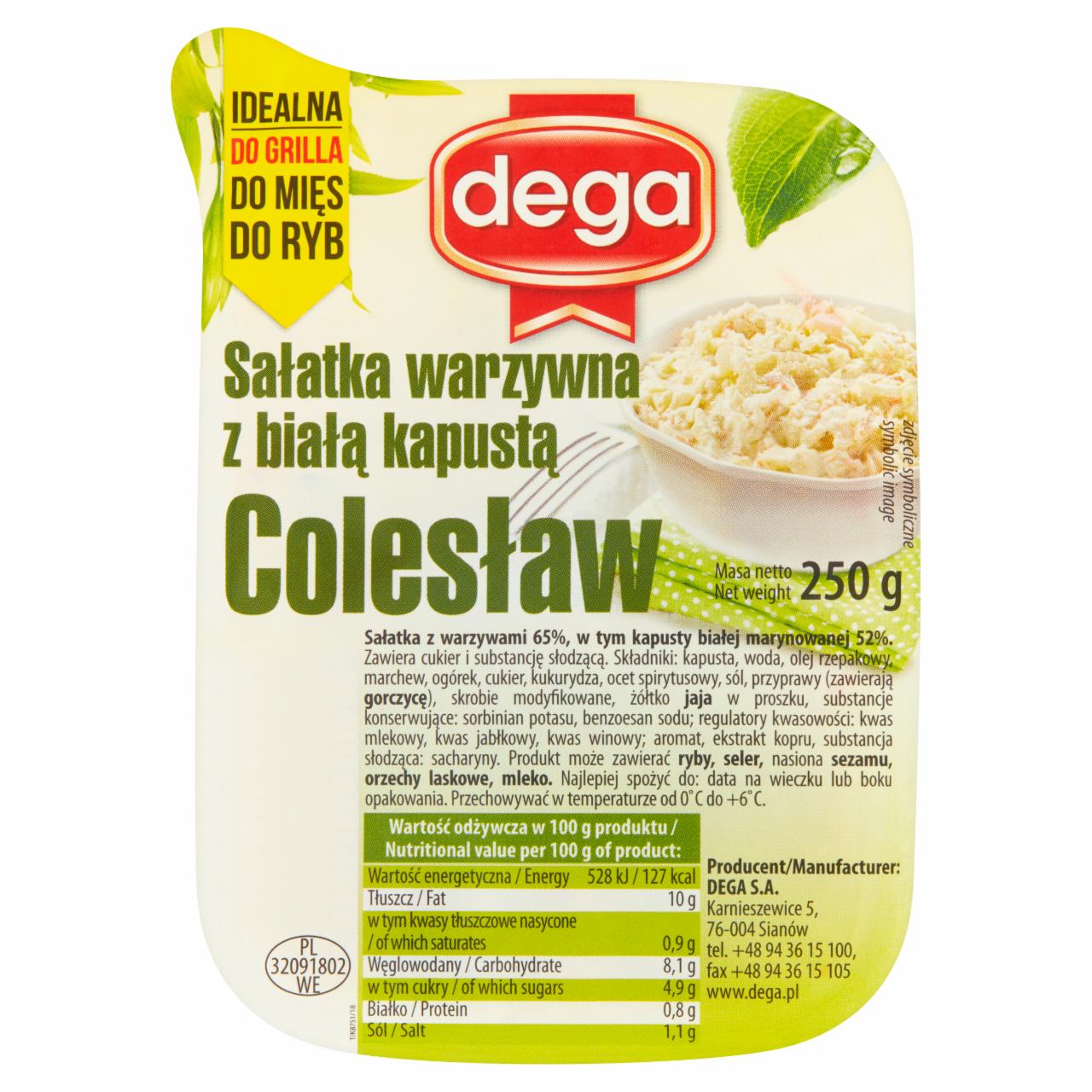 Zdjęcia - Dega Sałatka warzywna z białą kapustą colesław 250 g