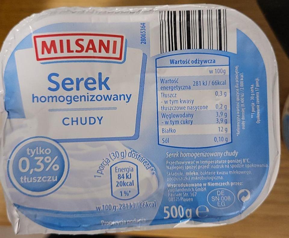 Zdjęcia - Serek homogenizowany chudy Milsani