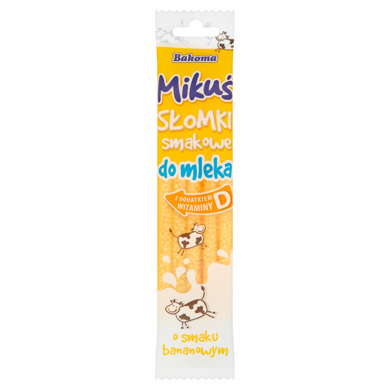 Zdjęcia - Bakoma Mikuś Słomki smakowe do mleka o smaku bananowym 30 g (5 x 6 g)