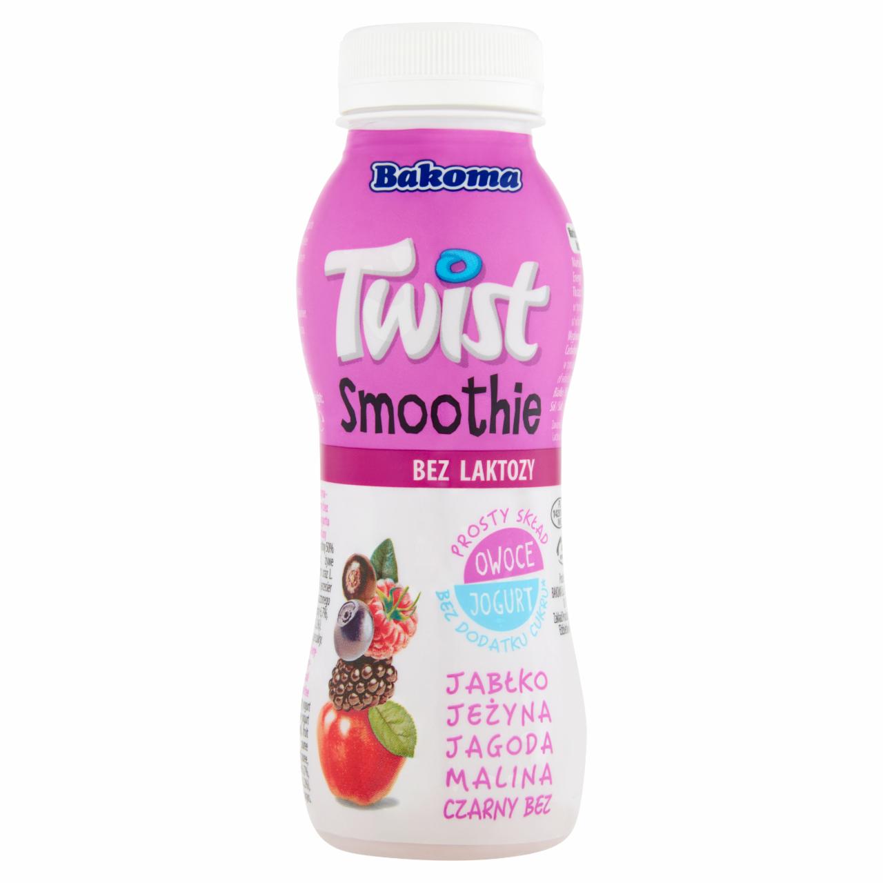 Zdjęcia - Bakoma Twist Smoothie jabłko jeżyna jagoda malina czarny bez 230 g