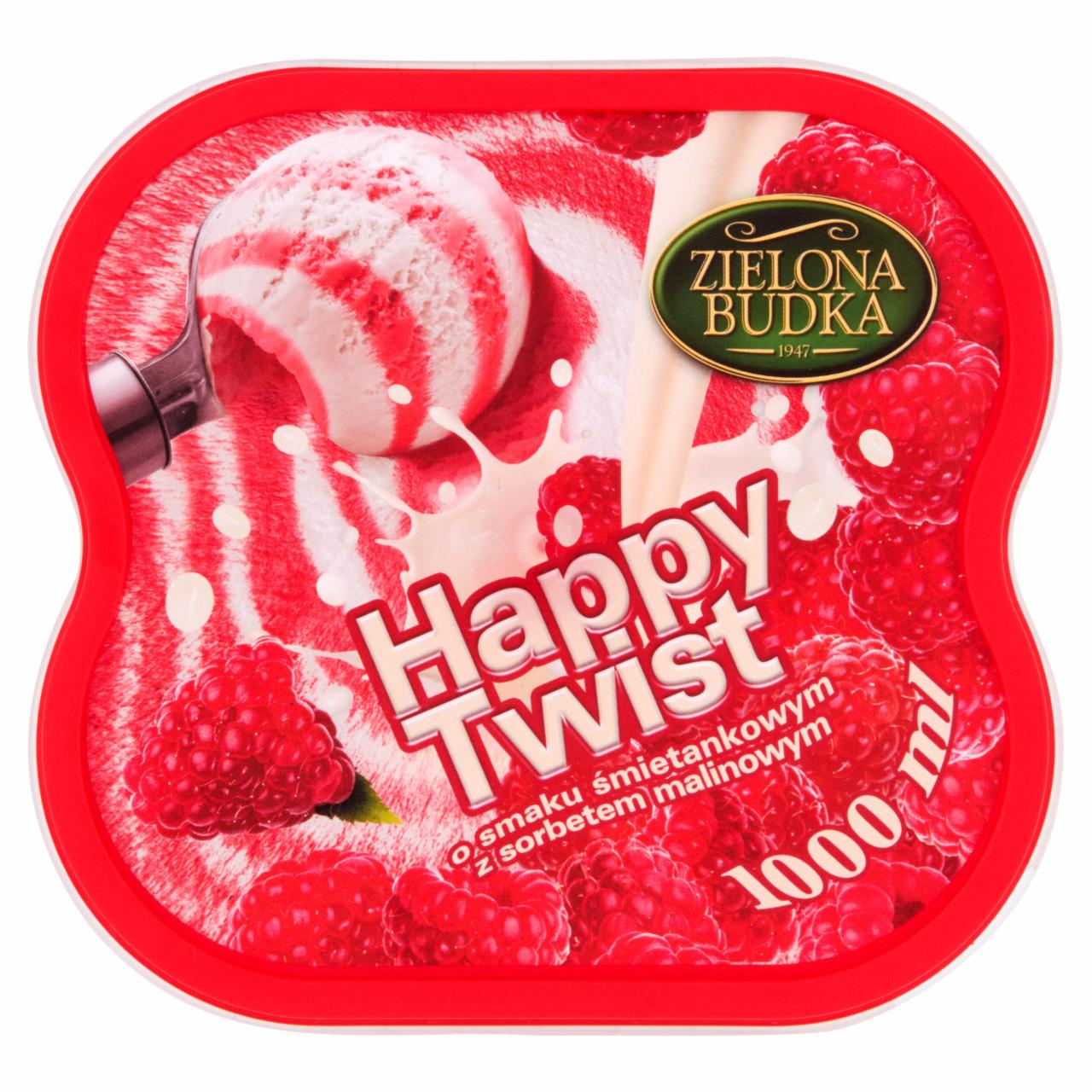 Zdjęcia - Zielona Budka Happy Twist Lody o smaku śmietankowym z sorbetem malinowym 1000 ml