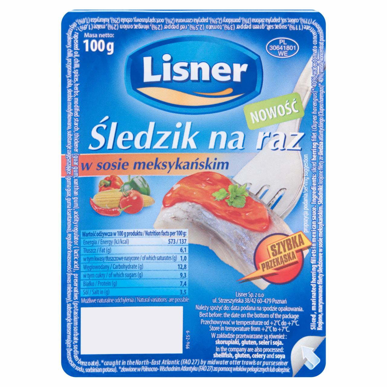 Zdjęcia - Lisner Śledzik na raz w sosie w stylu meksykańskim 100 g