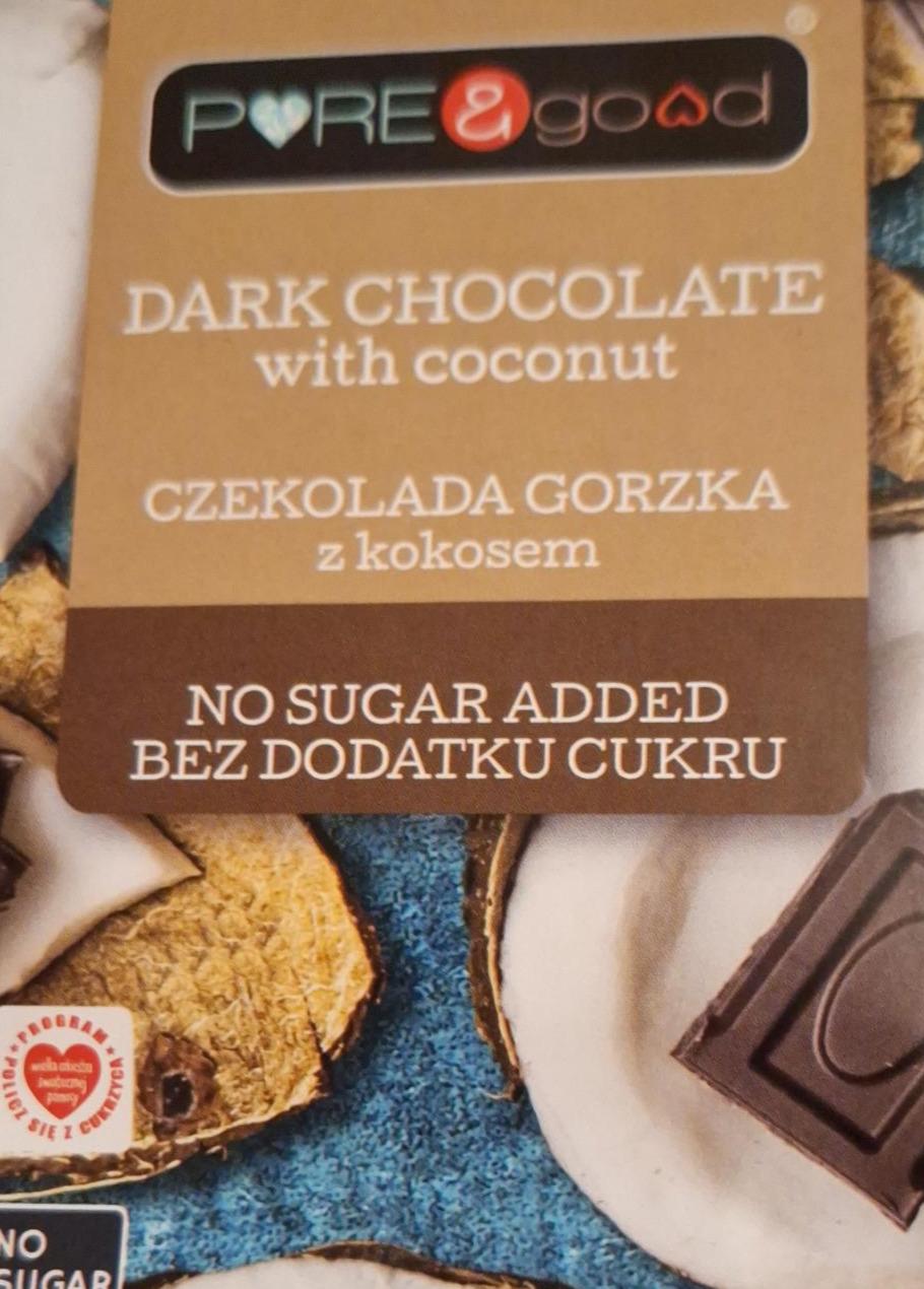 Zdjęcia - Czekolada gorzka z kokosem bez dodatku cukru PURE&good