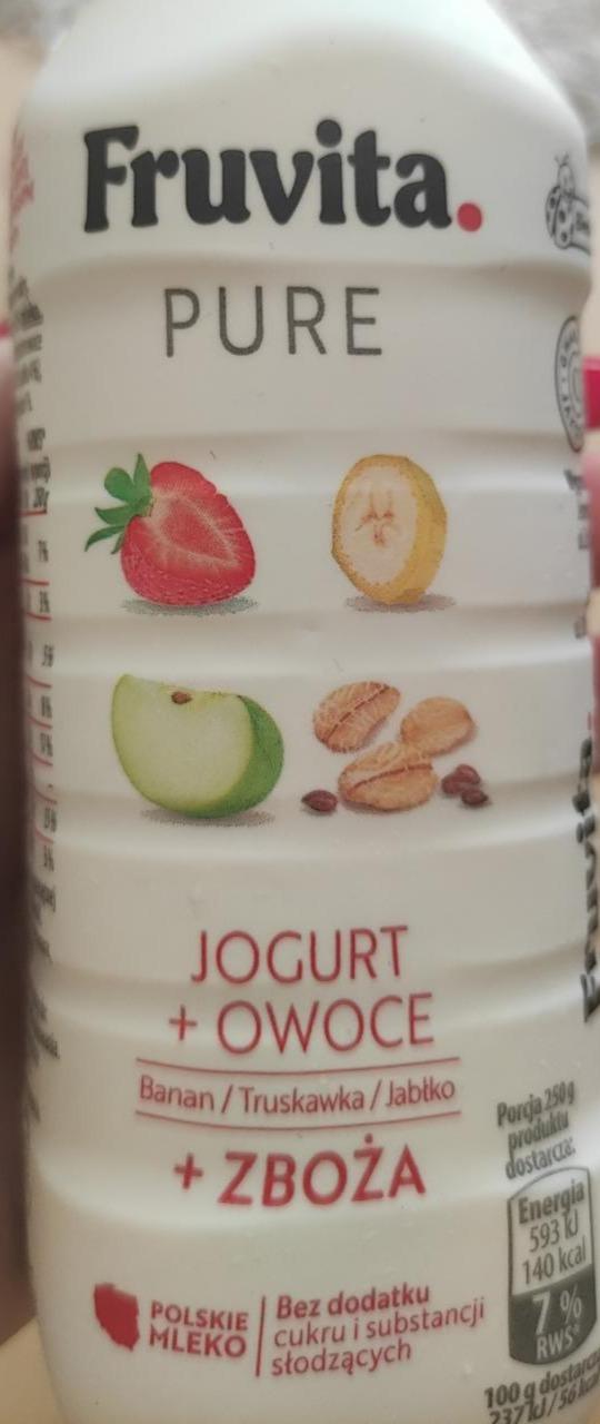 Zdjęcia - Jogurt + owoce banan truskawka jabłko zboża FruVita Pure