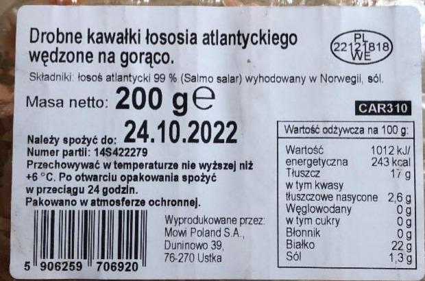 Zdjęcia - Drobne kawałki łososia atlantyckiego wędzone na gorąco