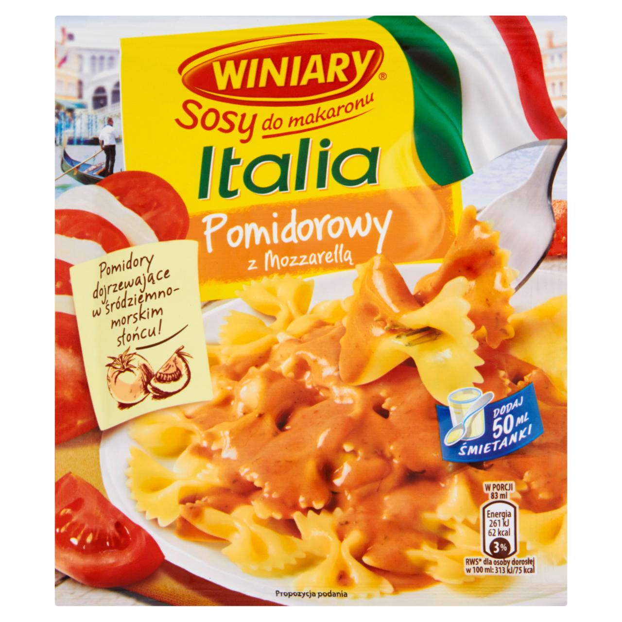 Zdjęcia - Winiary Sosy do makaronu Italia Sos pomidorowy z Mozzarellą 40 g