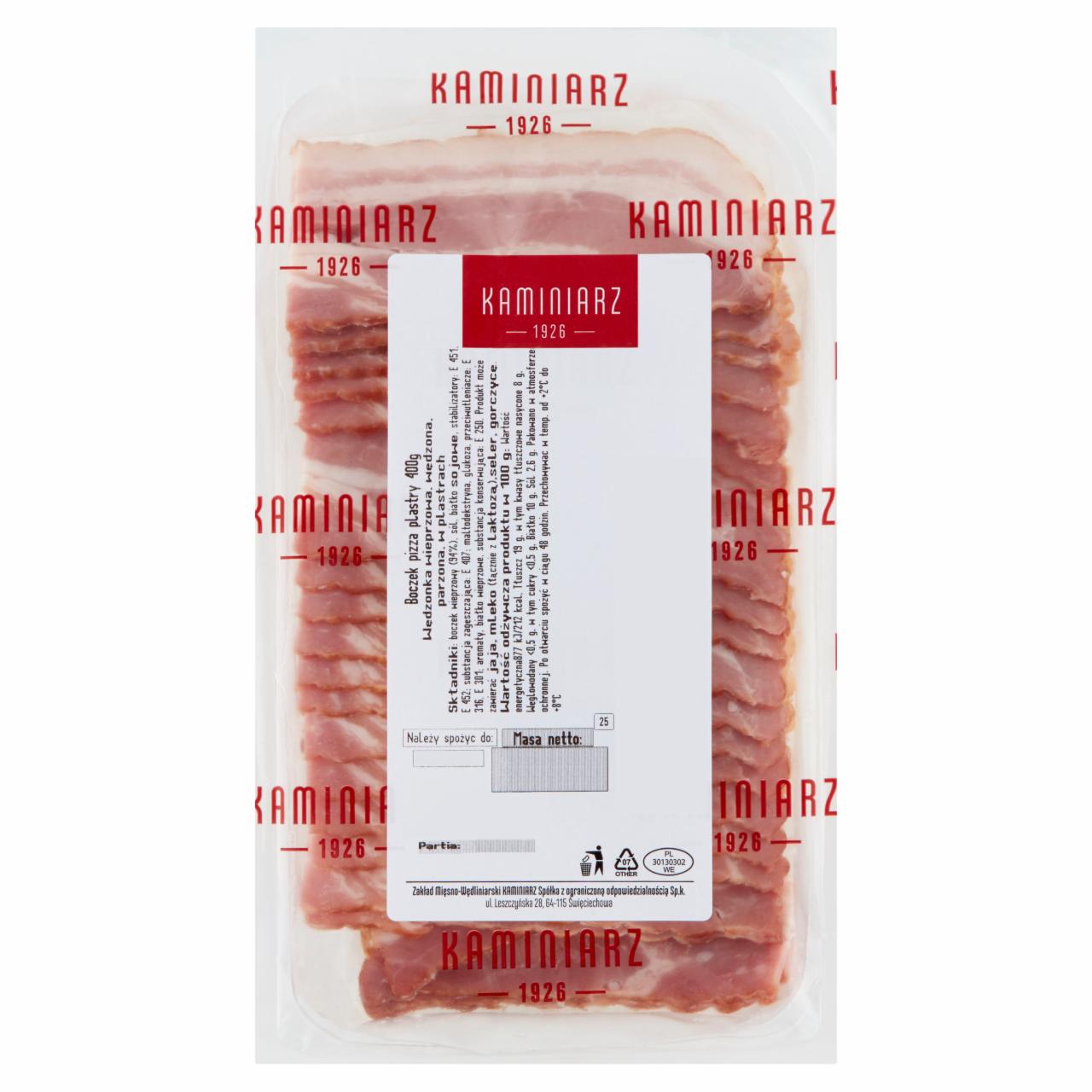 Zdjęcia - Kaminiarz Boczek pizza plastry 400 g