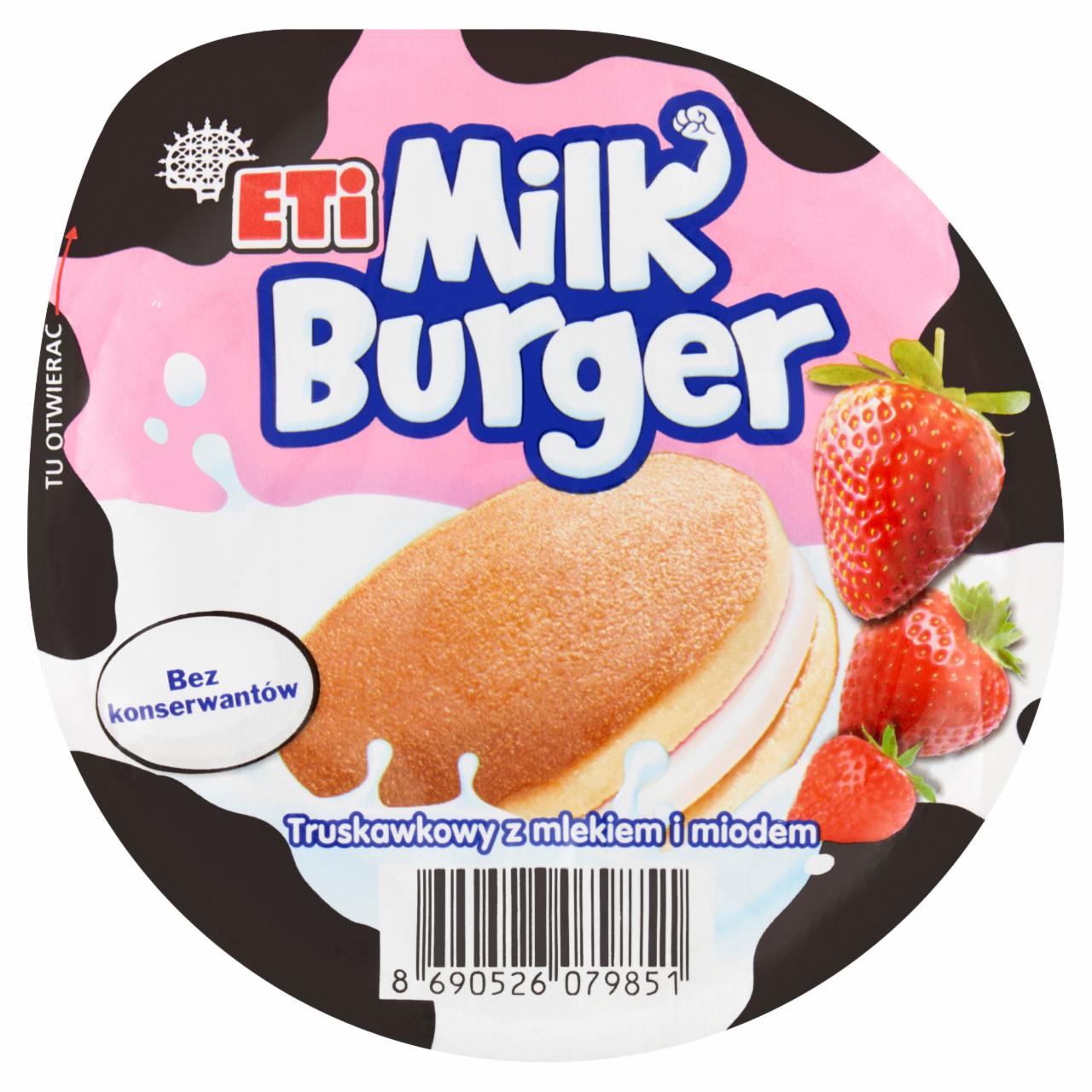 Zdjęcia - Eti Milk Burger Ciastko truskawkowy z mlekiem i miodem 35 g