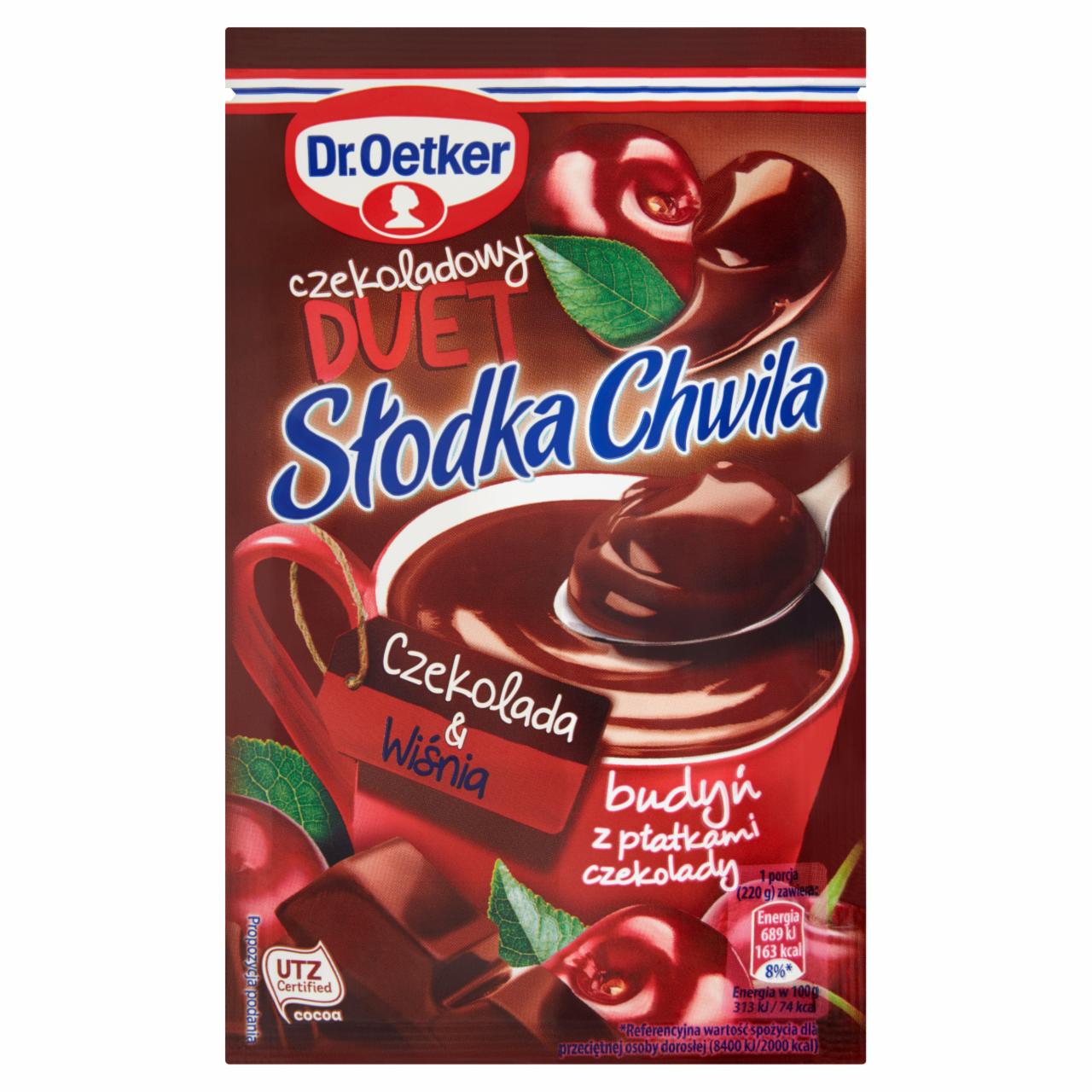 Zdjęcia - Dr. Oetker Słodka Chwila Czekoladowy Duet Czekolada & Wiśnia Budyń z płatkami czekolady 45 g