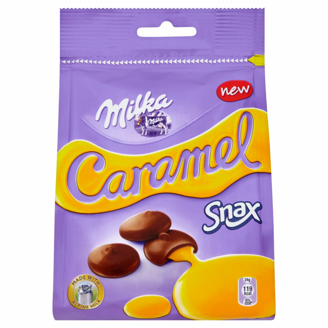 Zdjęcia - Milka Caramel Krążki z czekolady mlecznej z nadzieniem karmelowym 160 g