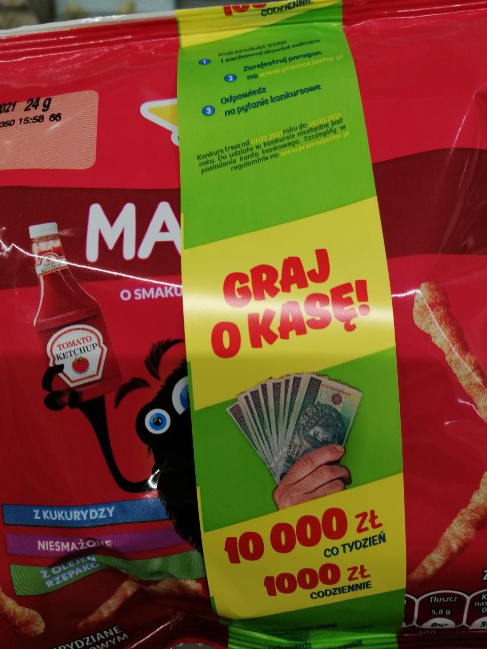 Zdjęcia - Mr. Snaki Maczugi Chrupki kukurydziane o smaku ketchupu 24 g