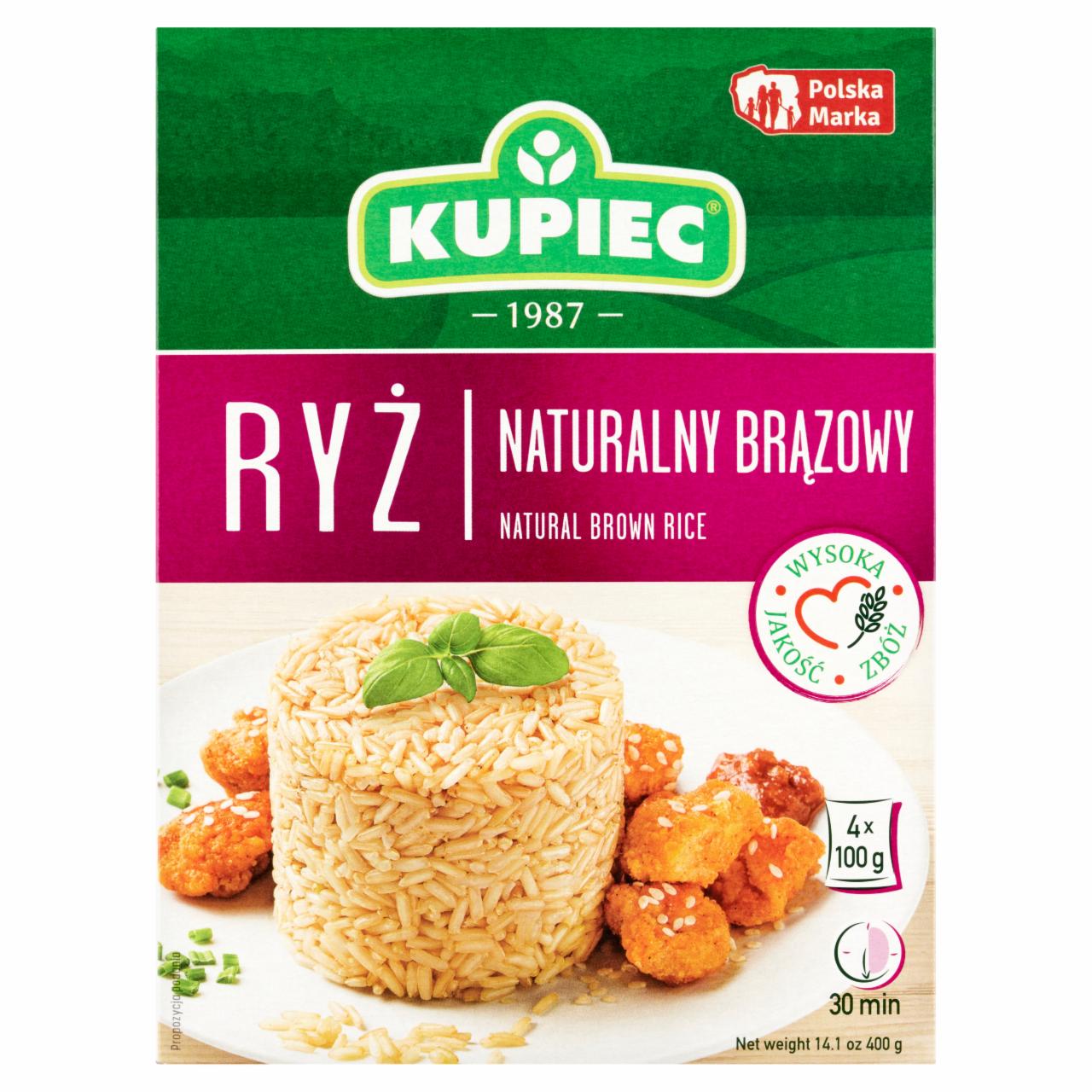 Zdjęcia - Kupiec Ryż naturalny brązowy 400 g (4 x 100 g)