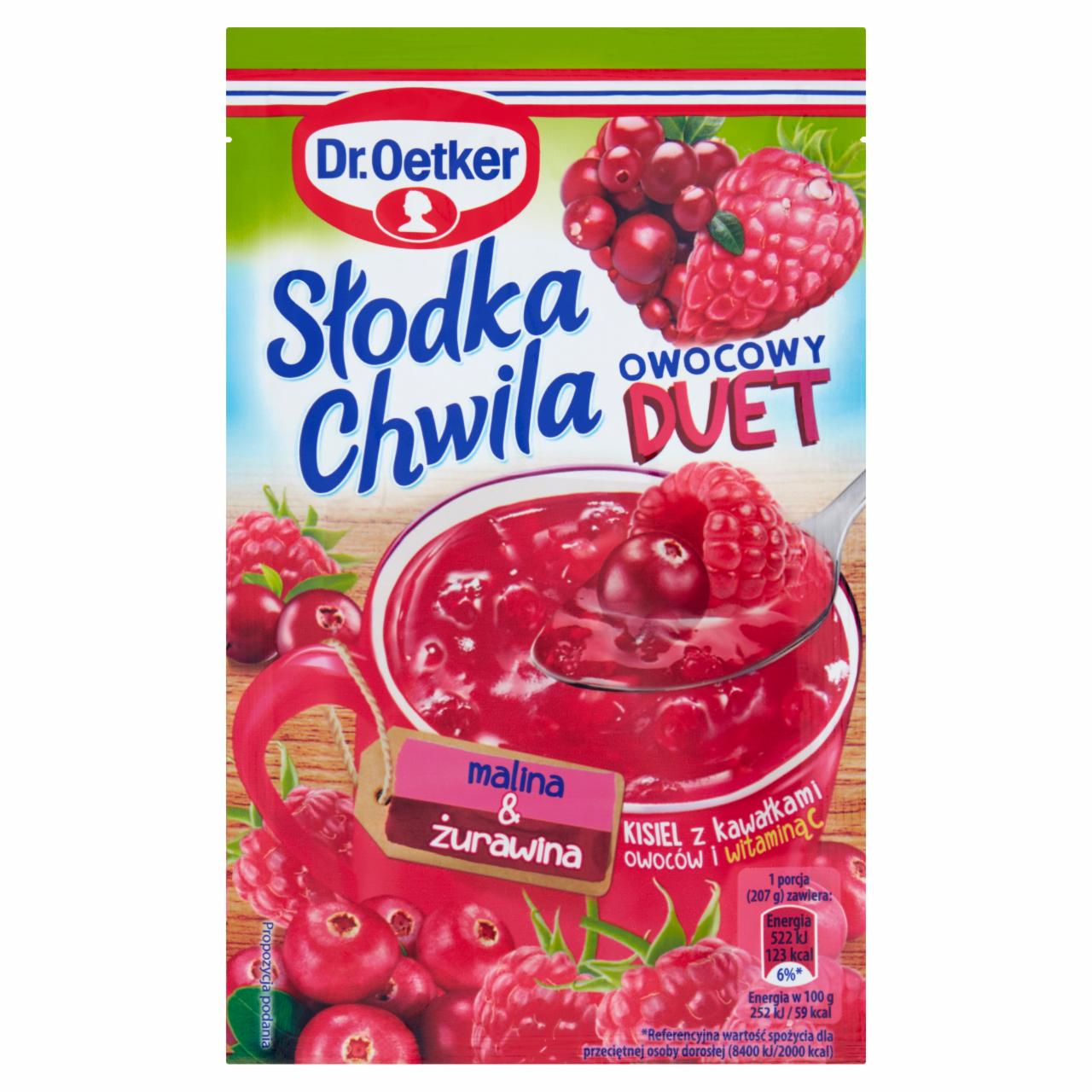 Zdjęcia - Dr. Oetker Słodka Chwila Owocowy Duet Kisiel z kawałkami owoców malina & żurawina 32 g