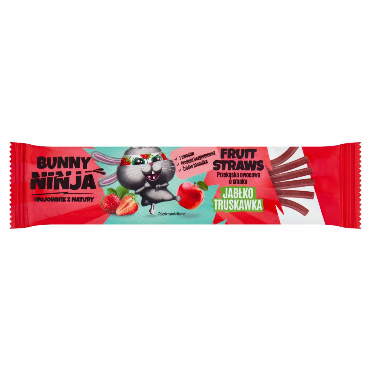 Zdjęcia - Bunny Ninja Fruit Straws Przekąska owocowa o smaku jabłko truskawka 16 g