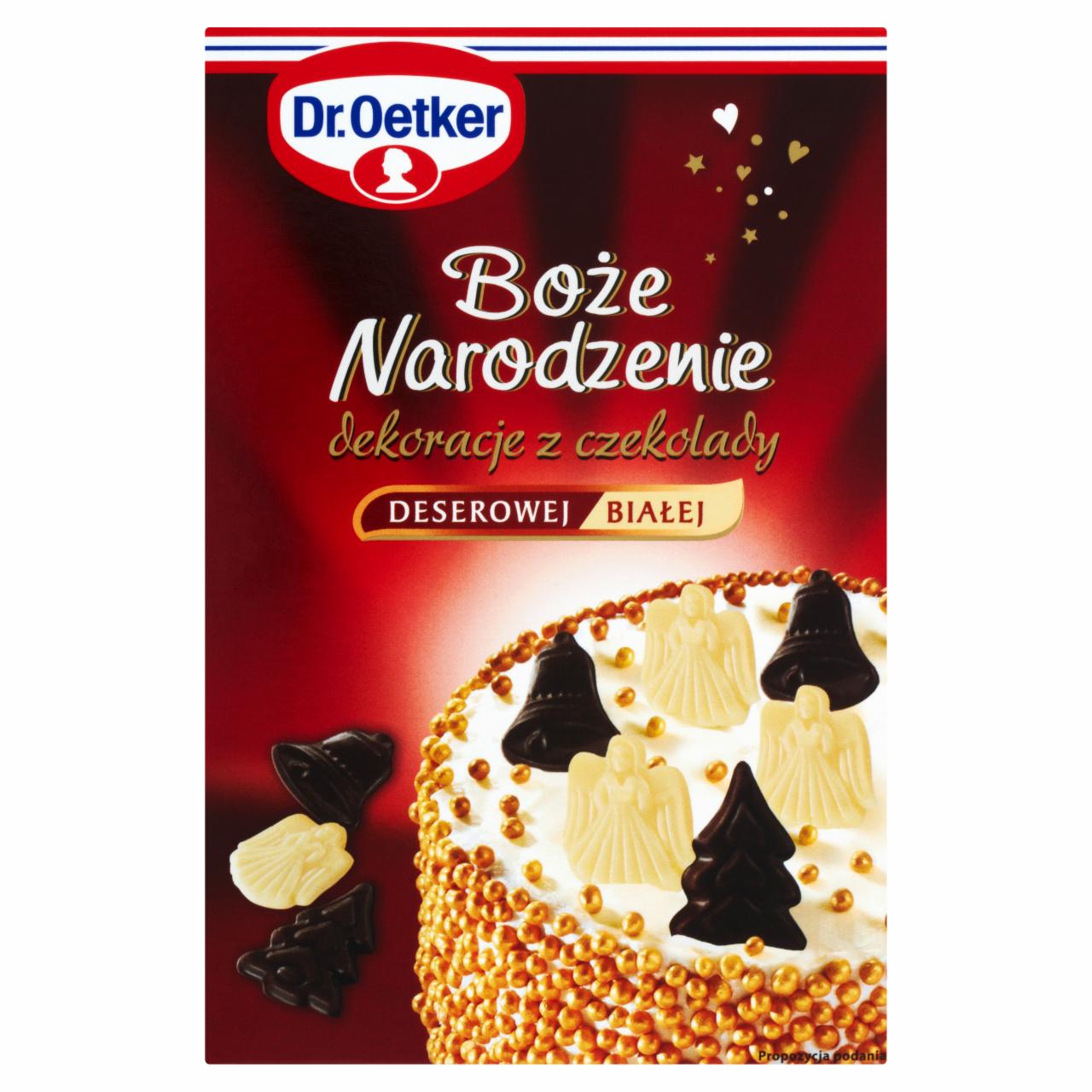 Zdjęcia - Dr. Oetker Boże Narodzenie Dekoracje z czekolady deserowej i białej 25 g (18 sztuk)