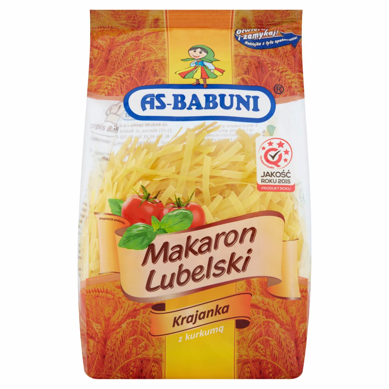 Zdjęcia - As-Babuni Makaron Lubelski krajanka z kurkumą 400 g