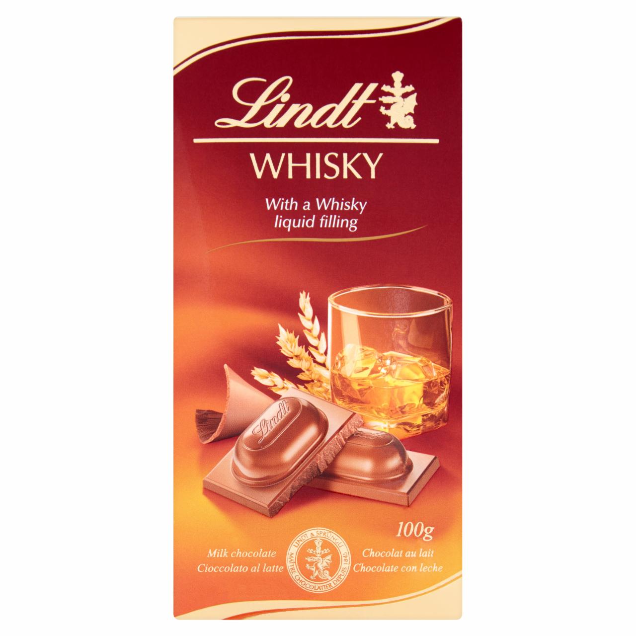 Zdjęcia - Lindt Czekolada mleczna z płynnym nadzieniem z dodatkiem Whisky 100 g