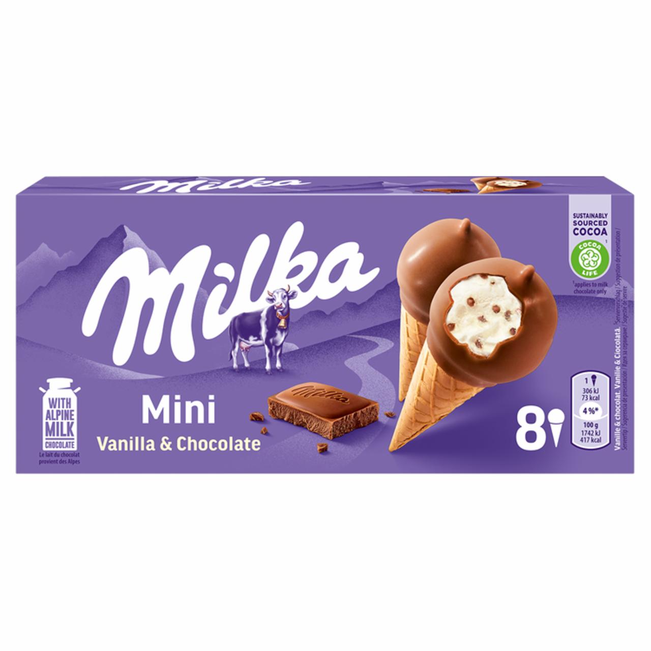 Zdjęcia - Milka Mini rożki waflowe wypełnione lodami o smaku waniliowym 200 ml (8 x 25 ml)