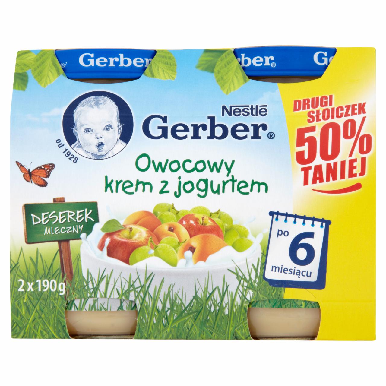 Zdjęcia - Gerber Deserek Mleczny Owocowy krem z jogurtem po 6 miesiącu 2 x 190 g