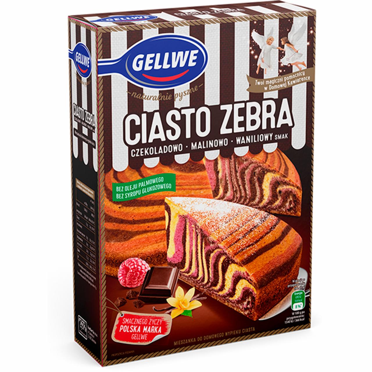 Zdjęcia - Gellwe Mieszanka do domowego wypieku ciasta ciasto zebra czekoladowo-malinowo-waniliowy smak 438 g