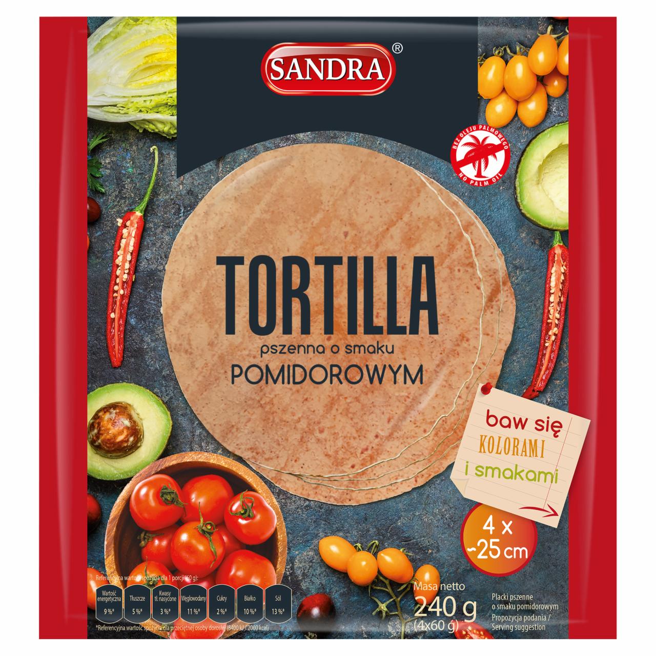 Zdjęcia - Sandra Tortilla pszenna o smaku pomidorowym 240 g (4 x 60 g)