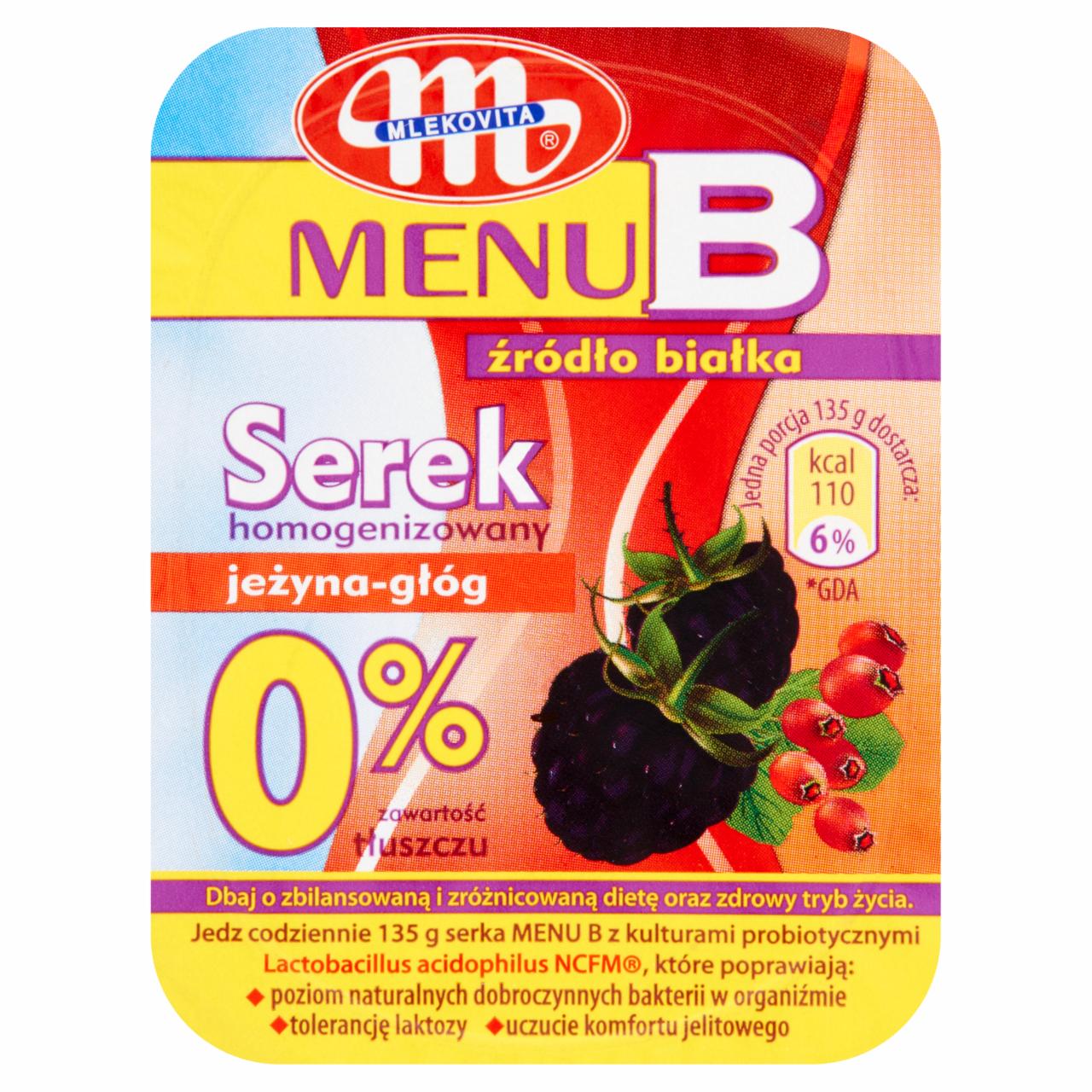 Zdjęcia - Mlekovita Menu B Serek homogenizowany jeżyna-głóg 135 g