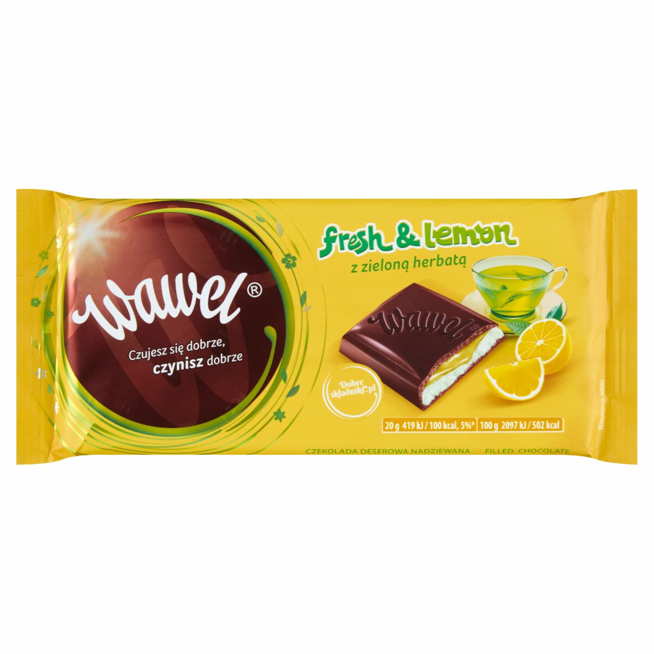 Zdjęcia - Wawel Fresh & Lemon z zieloną herbatą Czekolada deserowa nadziewana 100 g