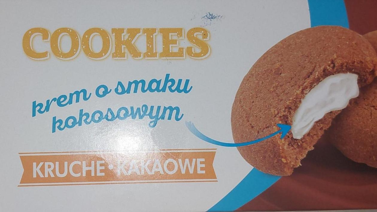 Zdjęcia - Cookies krem o smaku kokosowym kruche kakaowe Petit Deli