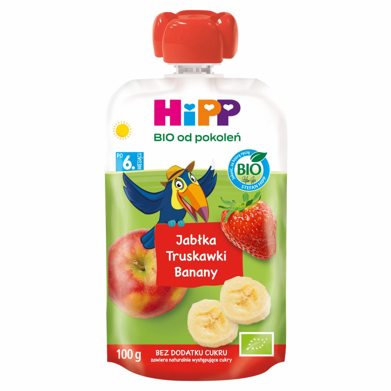 Zdjęcia - HiPP BIO Mus owocowy jabłka truskawki banany po 6. miesiącu 100 g