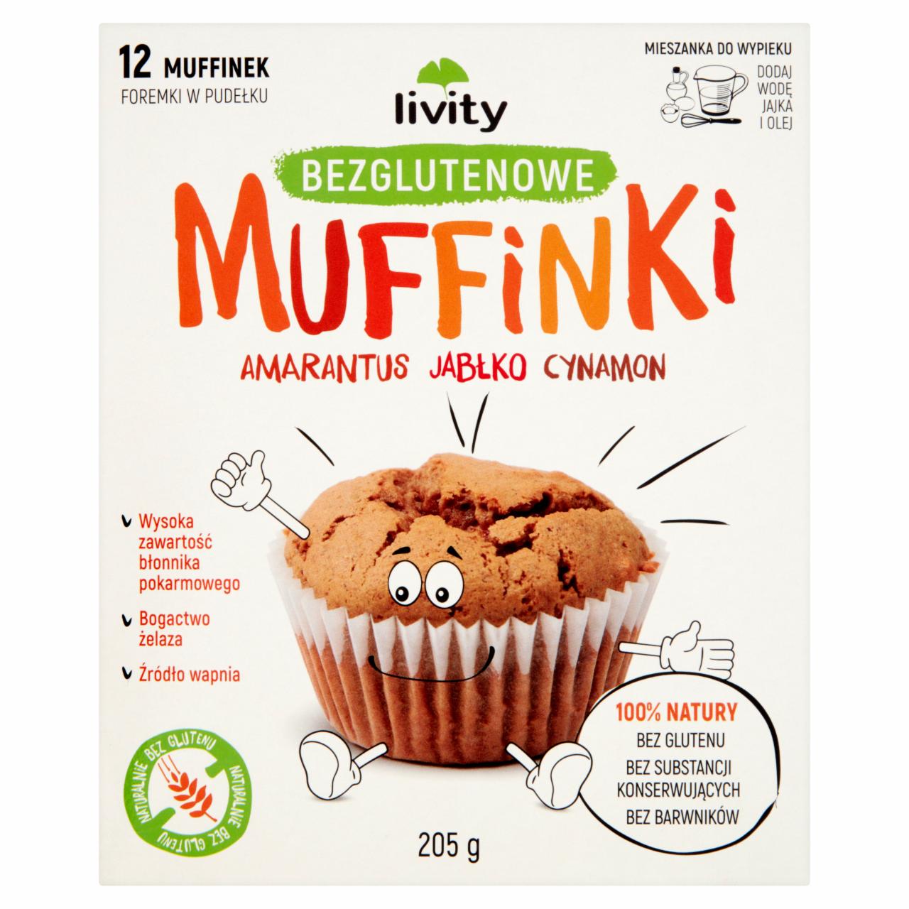 Zdjęcia - Livity Muffinki bezglutenowe amarantus jabłko cynamon 205 g